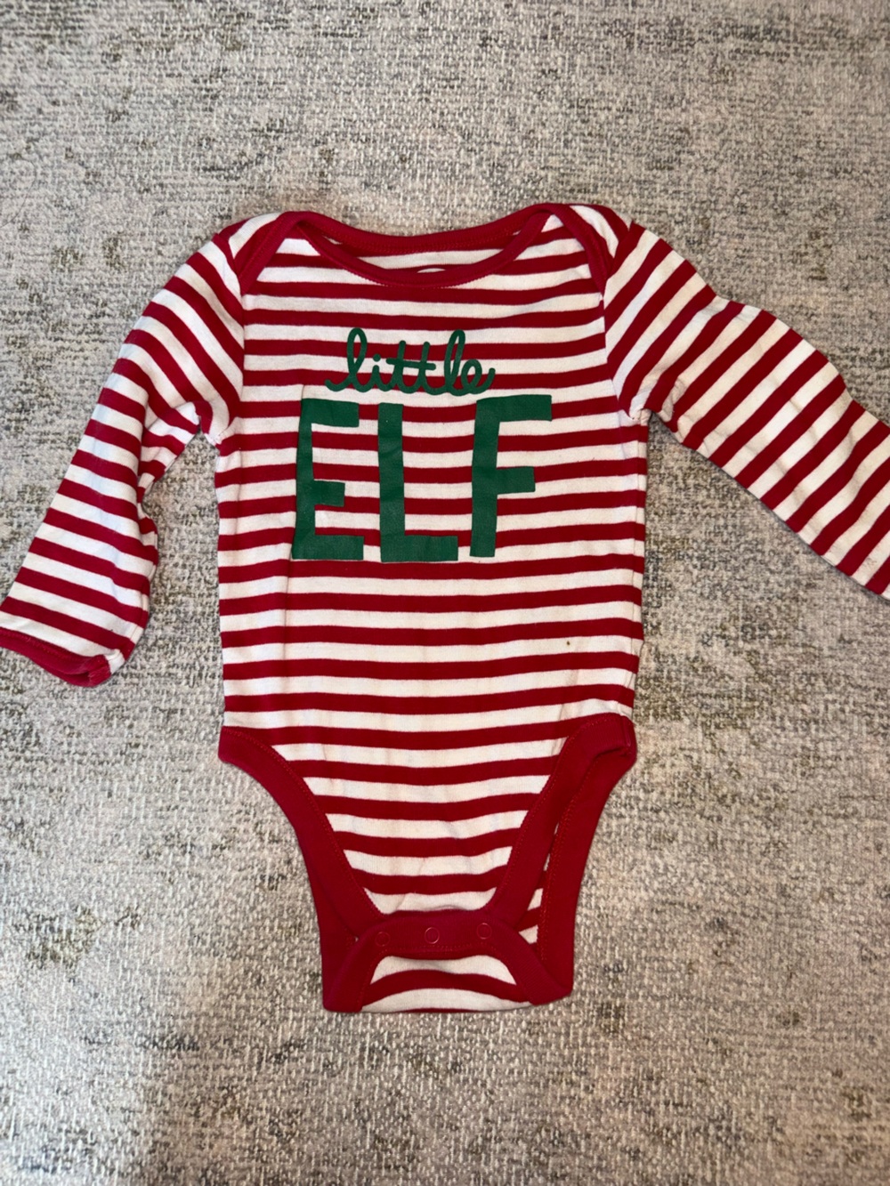 cloud island Red and White Striped Baby One-Piece with Green 'Lift' Graphic